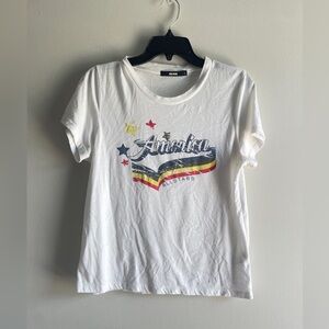 White Graphic T-Shirt with Stars Size Large